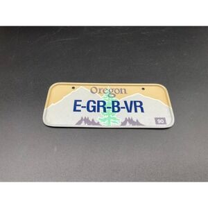 Vintage Oregon 1990 "E‑GR‑B‑VR" License Plate Souvenir Tag Miniature Travel Gift